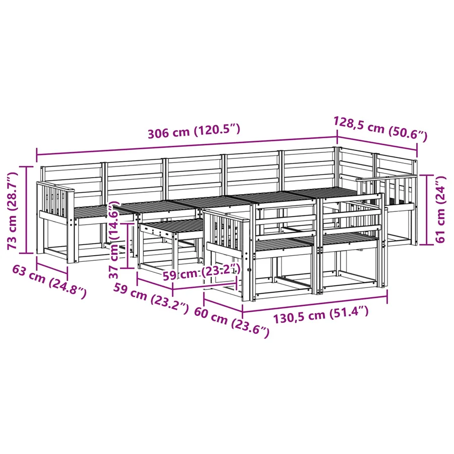 Ensemble de canapés d'extérieur 9 pcs Blanc - 9