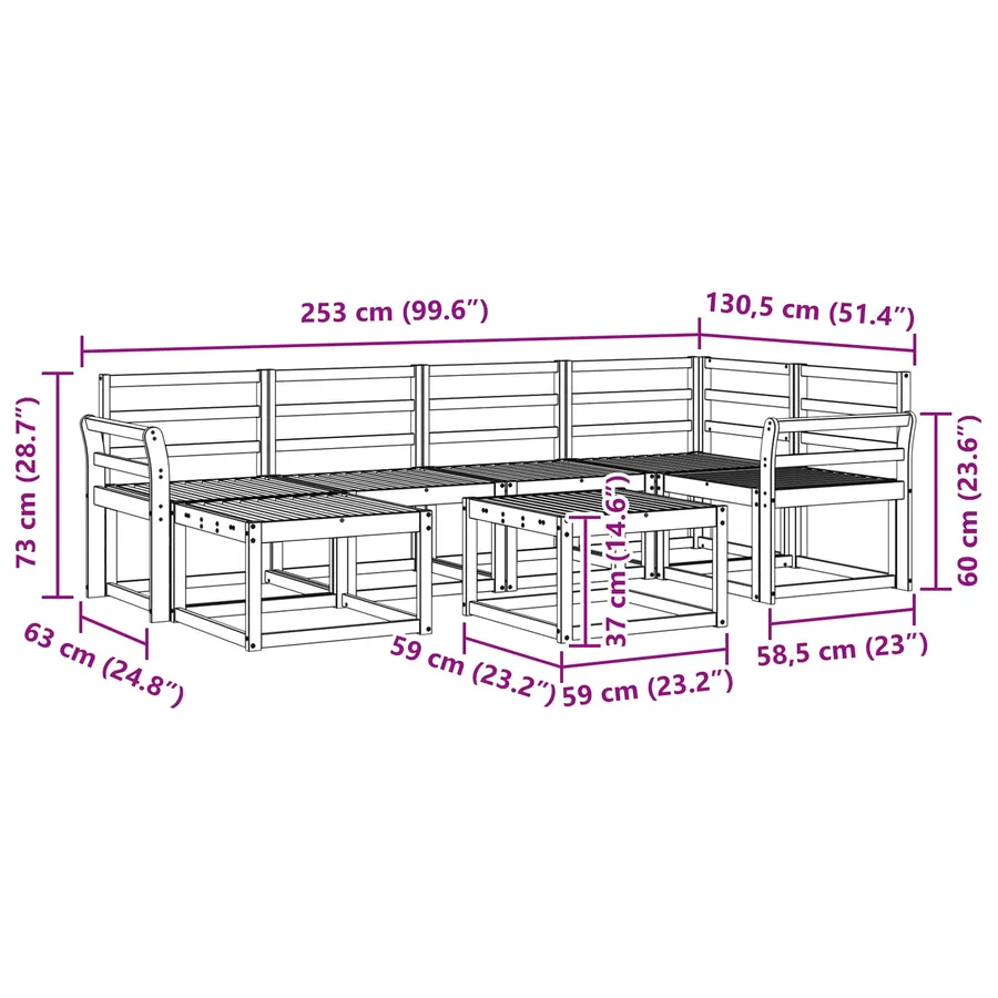 Ensemble de canapés d'extérieur 7 pcs Blanc - 9