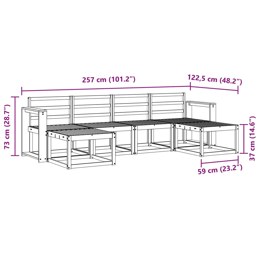 Ensemble de canapés d'extérieur 6 pcs Blanc - 7