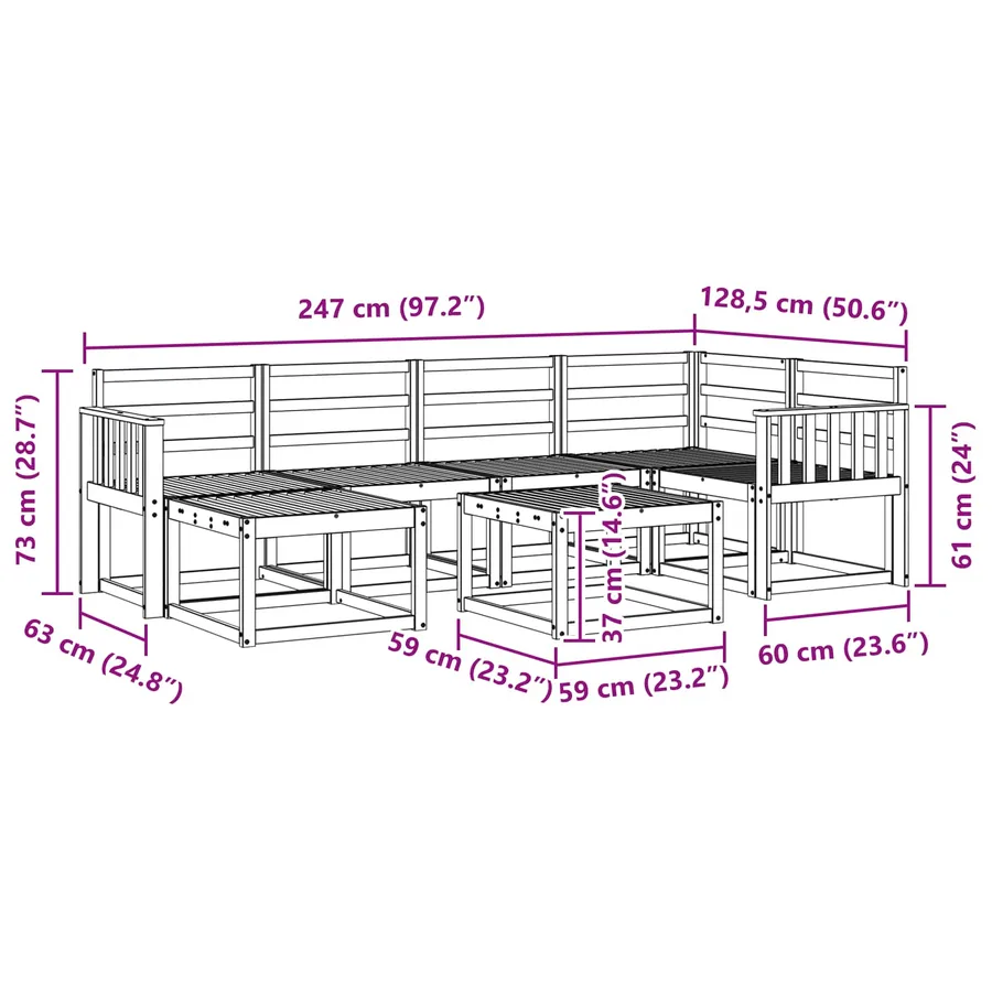 Ensemble de canapés d'extérieur 7 pcs Blanc - 9