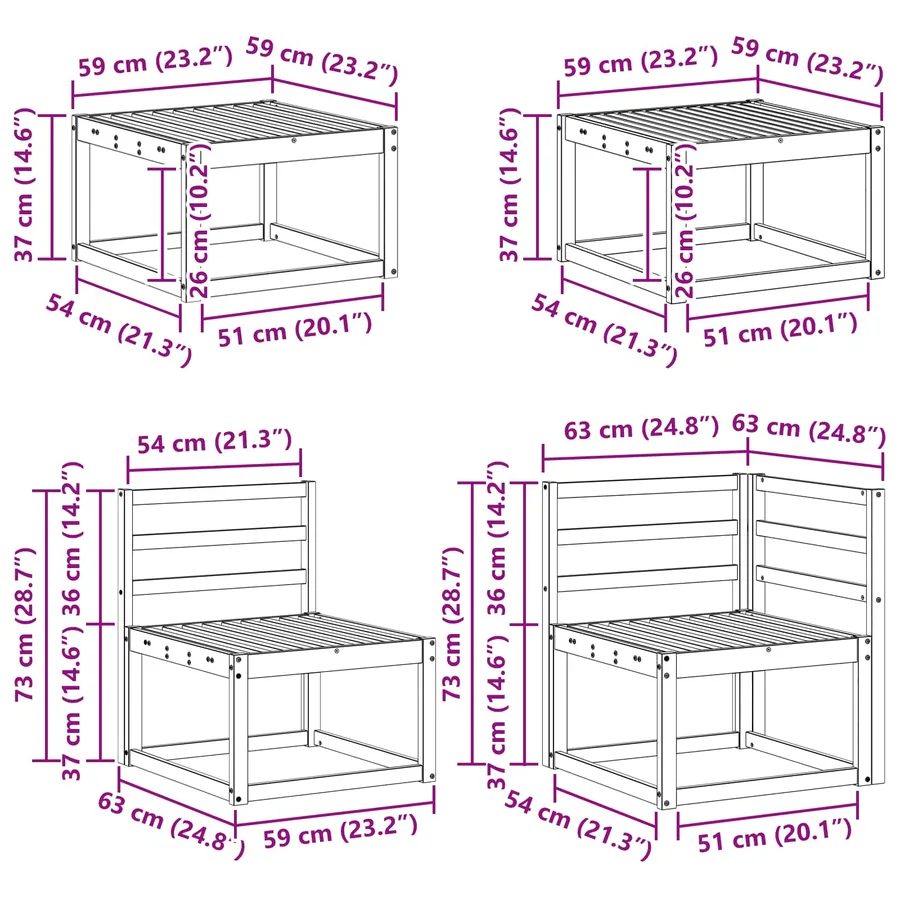 Ensemble de canapés d'extérieur 9 pcs Blanc - 8