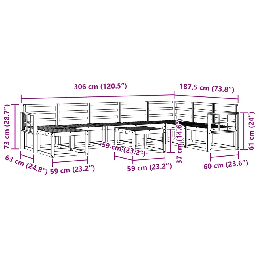 Ensemble de canapés d'extérieur 9 pcs Blanc - 9