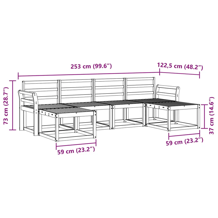 Ensemble de canapés d'extérieur 6 pcs Blanc - 7