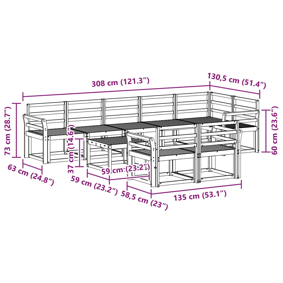 Ensemble de canapés d'extérieur 9 pcs Blanc - 9