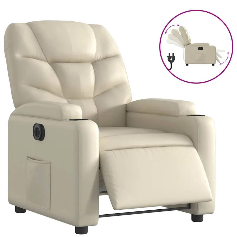 Fauteuil inclinable électrique Crème Similicuir - 2