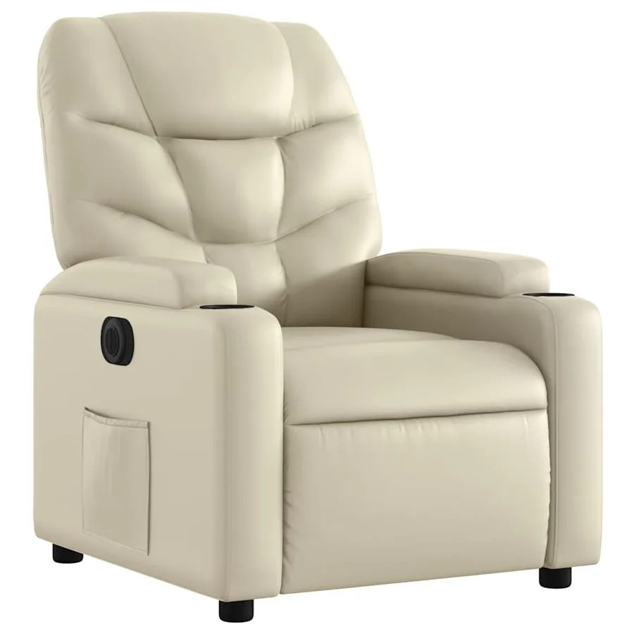 Fauteuil inclinable électrique Crème Similicuir - 4