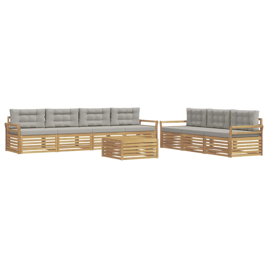Ensemble de canapés d'extérieur 8 pc Blanc et gris clair - 2