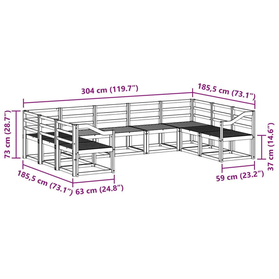 Ensemble de canapés d'extérieur 9 pcs Blanc - 7