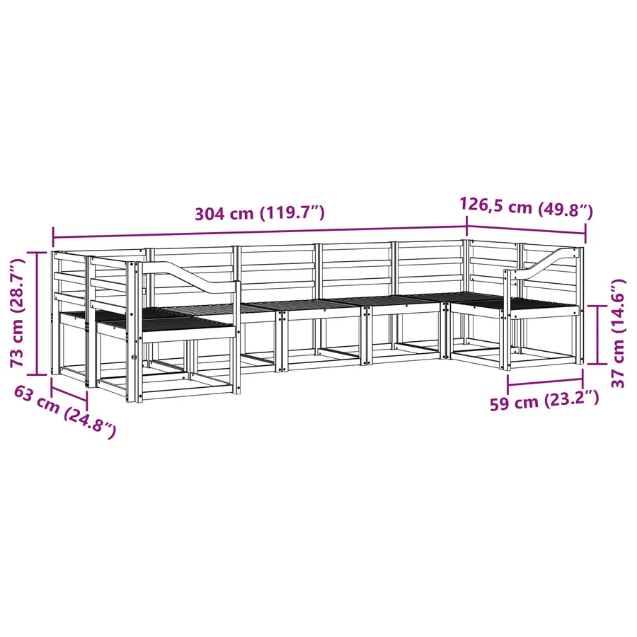 Ensemble de canapés d'extérieur 7 pc Blanc Bois d'Acacia Massif - 6