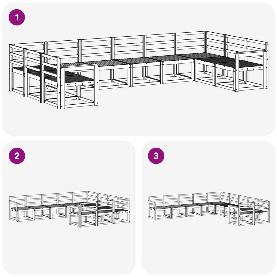 Ensemble de canapés d'extérieur 10 pcs Blanc - 6