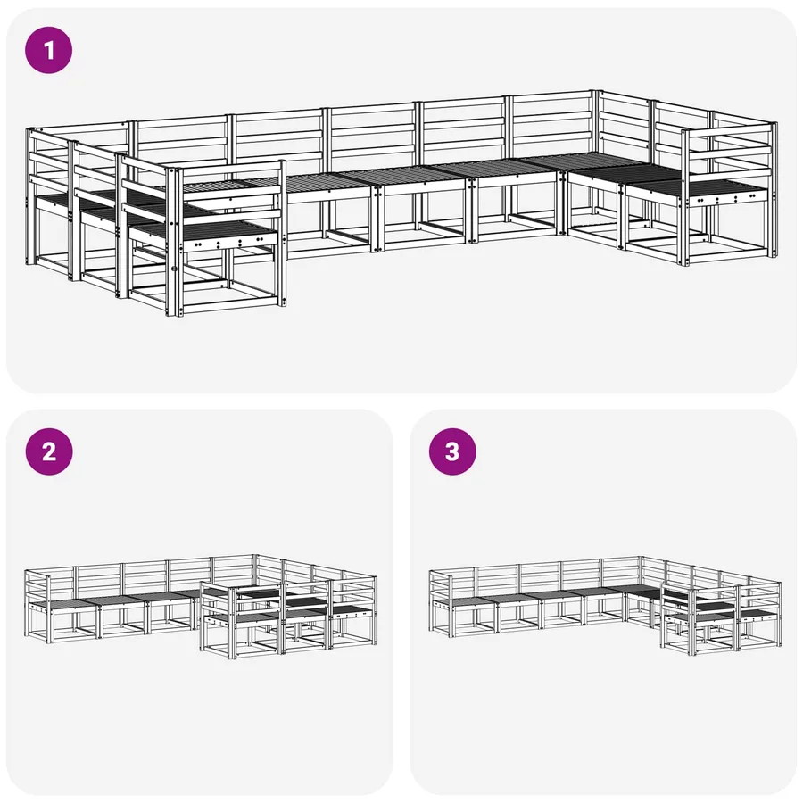 Ensemble de canapés d'extérieur 10 pcs Blanc - 6