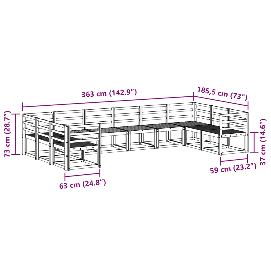 Ensemble de canapés d'extérieur 10 pcs Blanc - 7