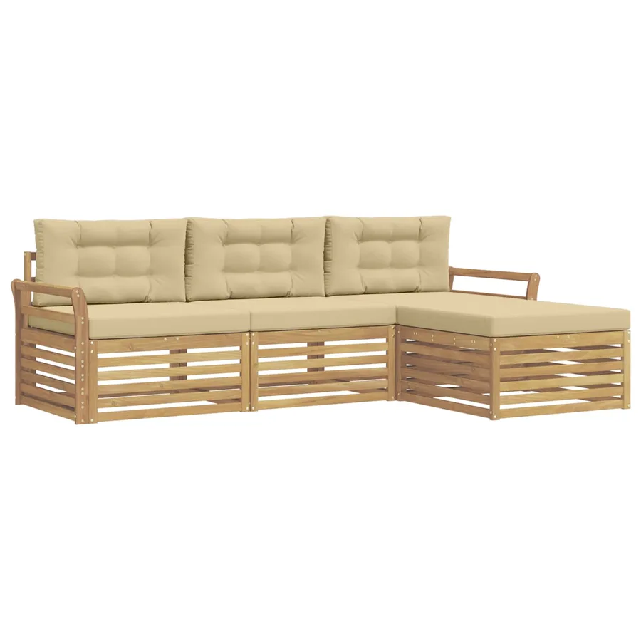 Ensemble de canapés d'extérieur 4 pc Blanc et Beige - 2