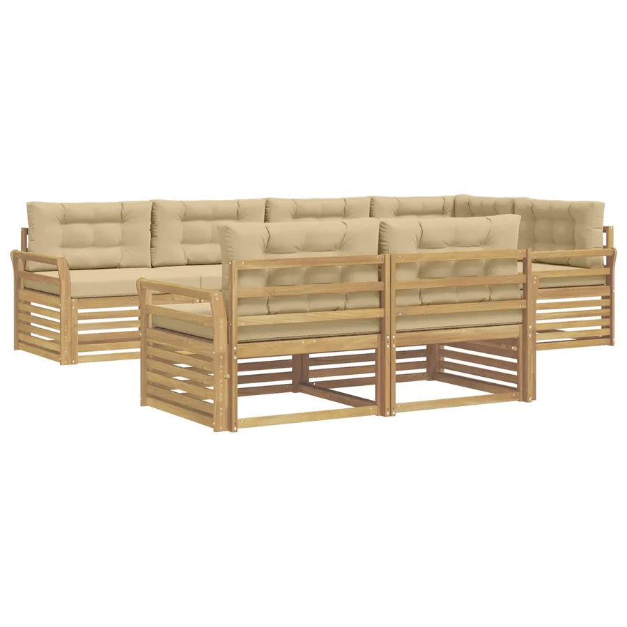 Ensemble de canapés d'extérieur 7 pc Blanc et Beige Polyester - 2