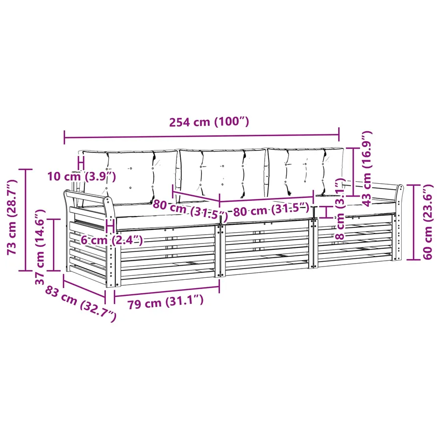 Ensemble de canapés d'extérieur 3 pc Blanc et anthracite - 6