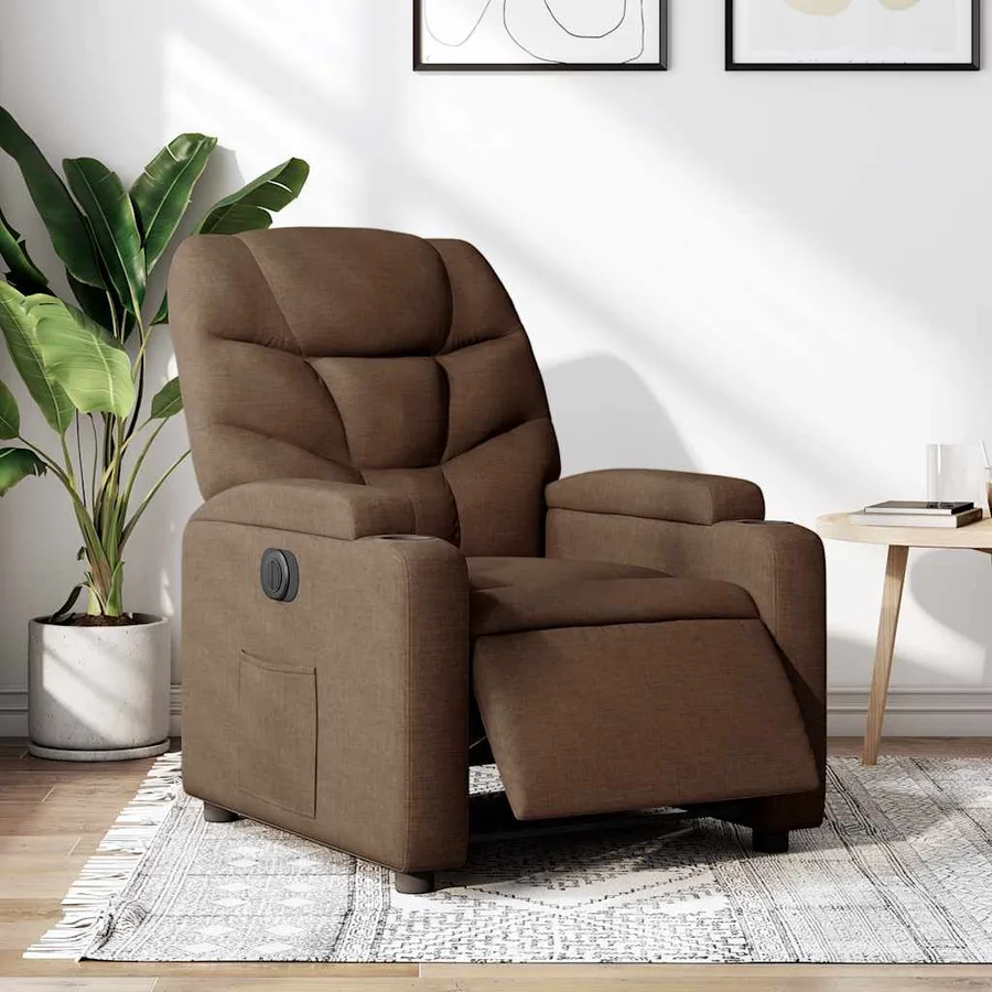 Fauteuil inclinable électrique Marron Tissu - 16