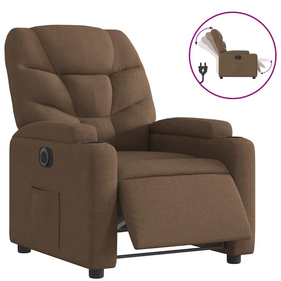 Fauteuil inclinable électrique Marron Tissu - 2