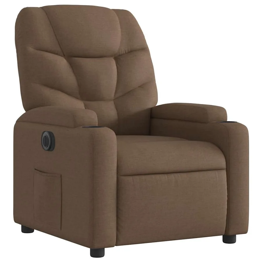 Fauteuil inclinable électrique Marron Tissu - 4