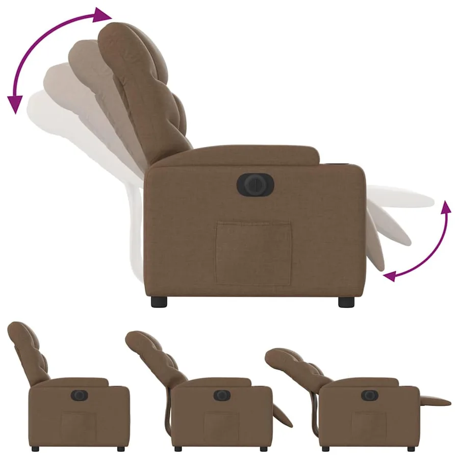 Fauteuil inclinable électrique Marron Tissu - 7