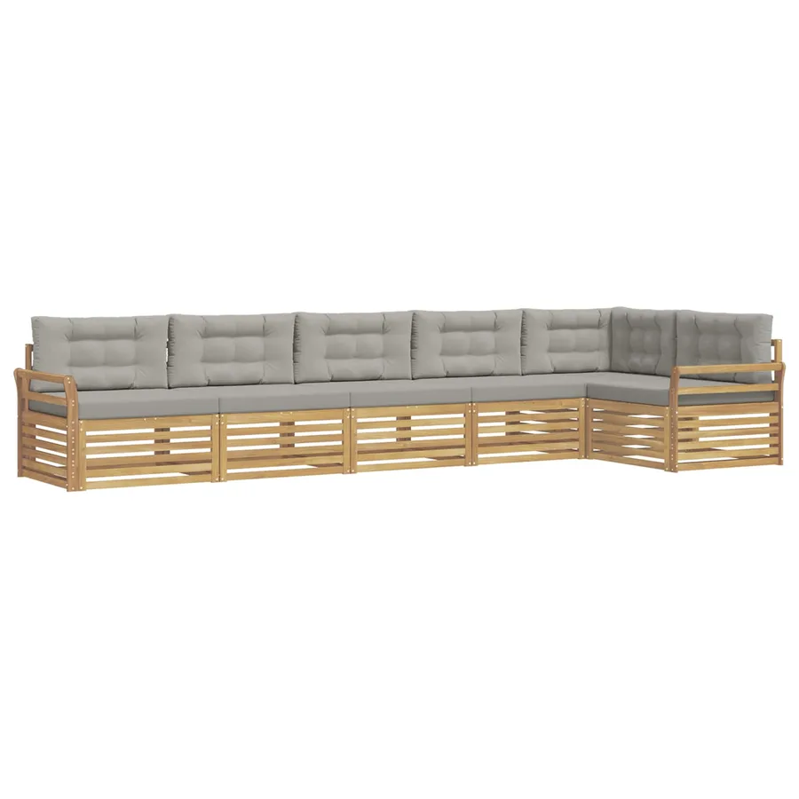 Ensemble de canapés d'extérieur 6 pc Blanc et gris clair - 2
