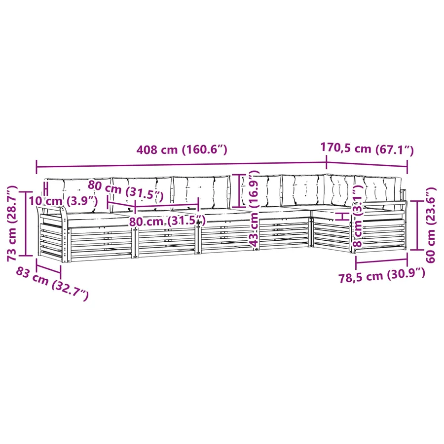 Ensemble de canapés d'extérieur 6 pc Blanc et gris clair - 8