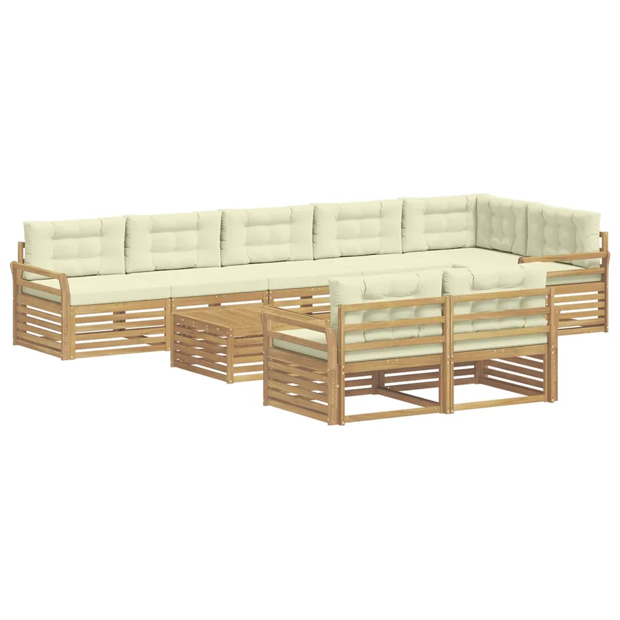 Ensemble de canapés d'extérieur 9 pc Blanc et crème Polyester - 2