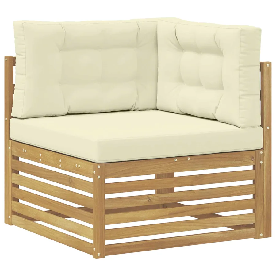 Ensemble de canapés d'extérieur 9 pc Blanc et crème Polyester - 5