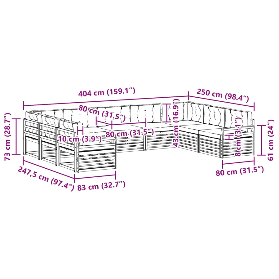 Ensemble de canapés d'extérieur 9 pc Blanc et crème - 8