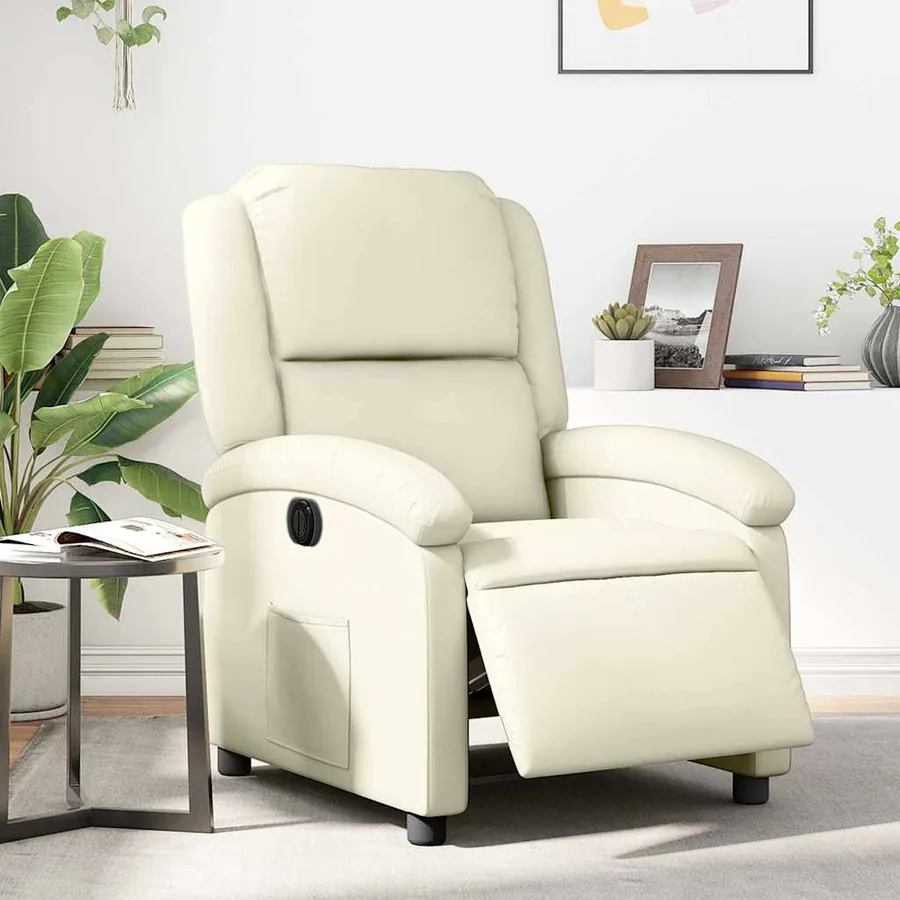 Fauteuil inclinable électrique Crème Similicuir