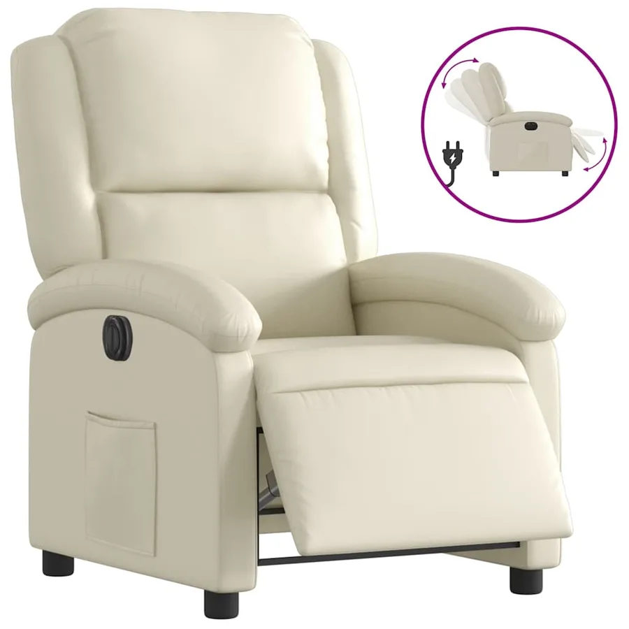 Fauteuil inclinable électrique Crème Similicuir - 2