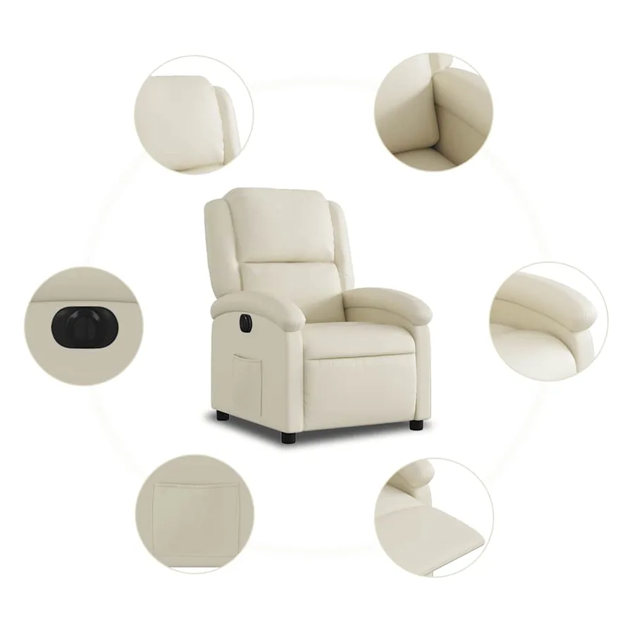 Fauteuil inclinable électrique Crème Similicuir - 8