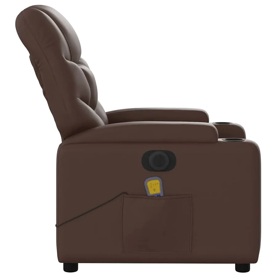 Fauteuil de massage inclinable électrique marron similicuir - 10