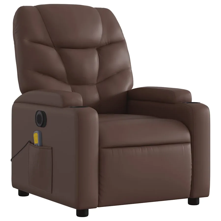 Fauteuil de massage inclinable électrique marron similicuir - 4