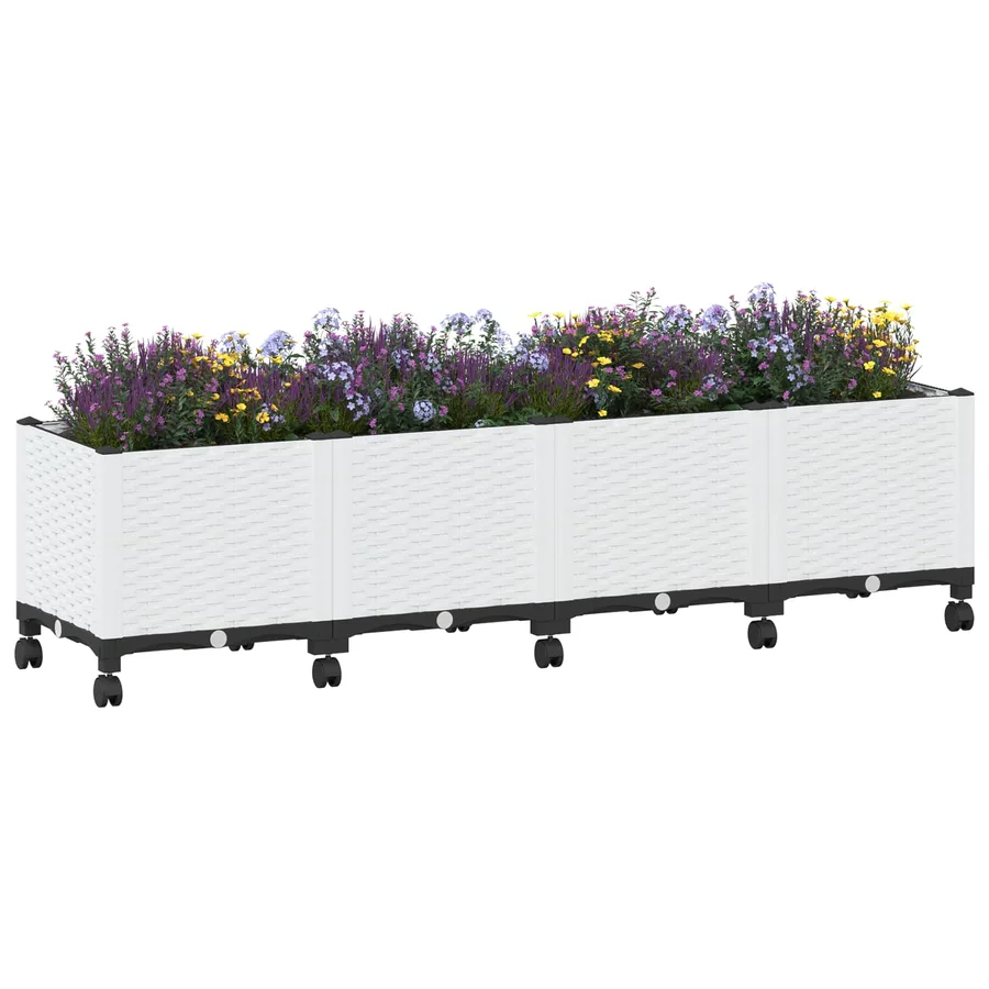 Jardinière avec Roues Blanc 160 x 40 x 48 cm PP - 3