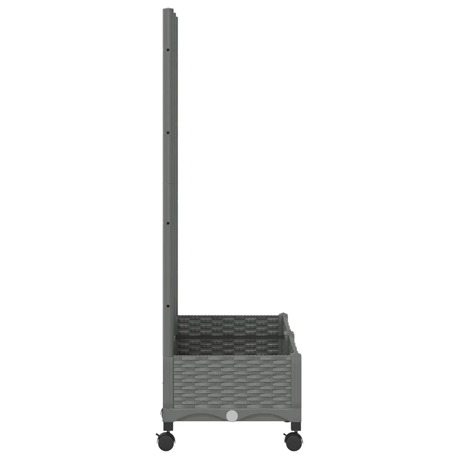 Bac de jardin avec treillis et roues Gris clair PP - 4