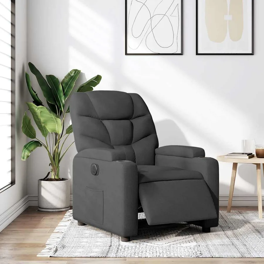 Fauteuil inclinable électrique Noir Tissu - 16