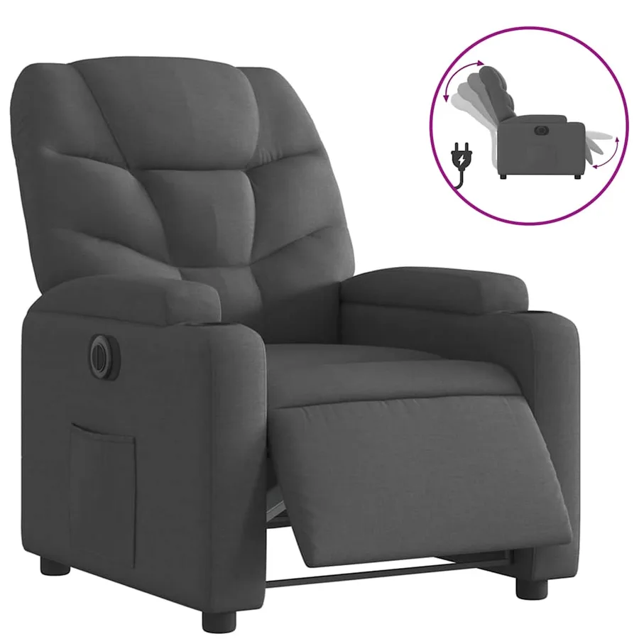 Fauteuil inclinable électrique Noir Tissu - 2