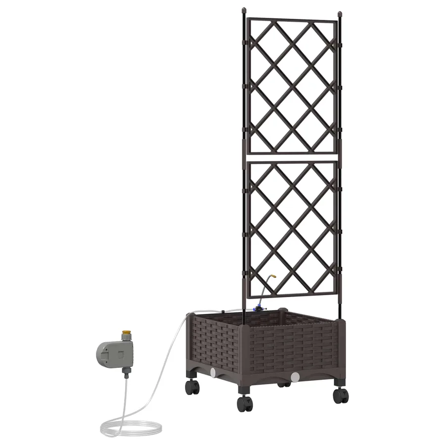 Porte-plante de jardin avec irrigation et roues Marron PP - 4