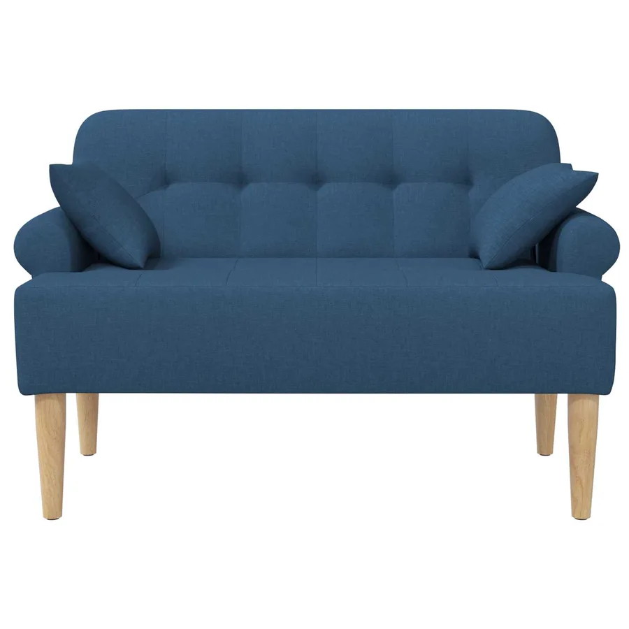 Canapé love seat avec capitonnage en boutons Bleu Tissu - 3