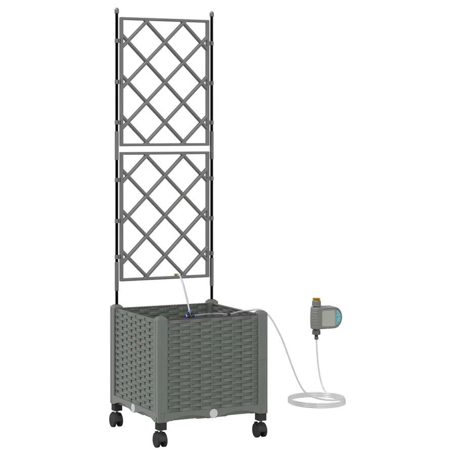 Porte-plante de jardin avec irrigation et roues Gris clair PP - 2