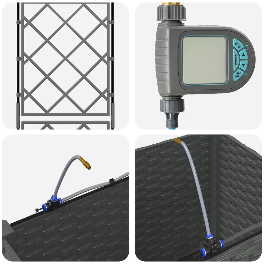 Porte-plante de jardin avec irrigation et roues Gris clair PP - 5