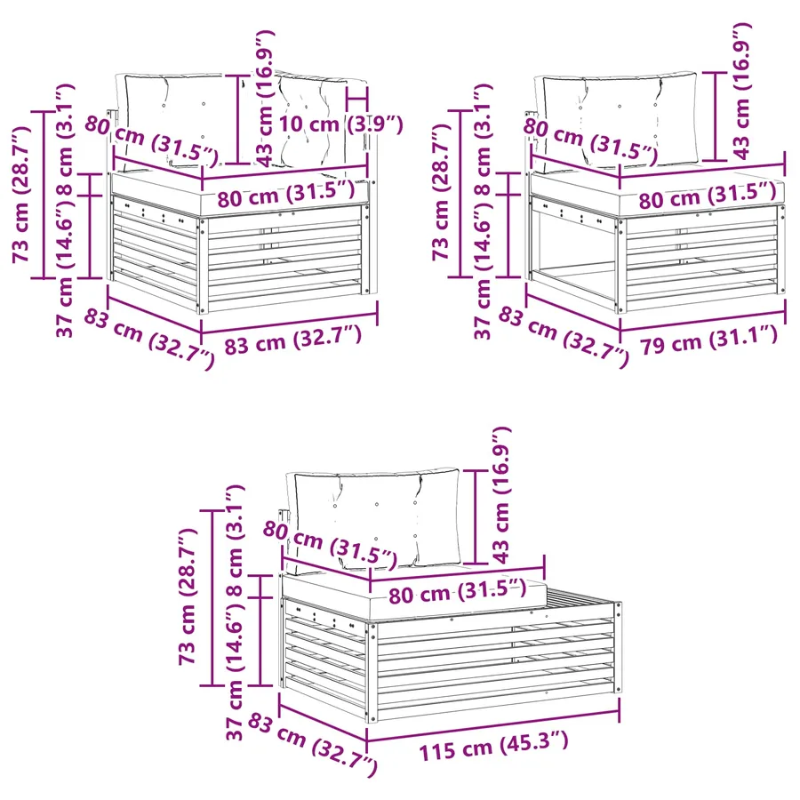 5 pcs Ensemble de canapés d'extérieur Blanc - 10