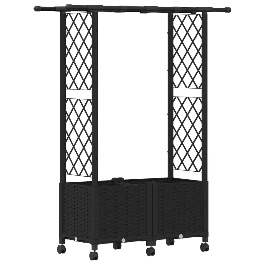 Lit Élevé avec Treillis et Toit Noir 124,5 x 40 x 142 cm PP - 2