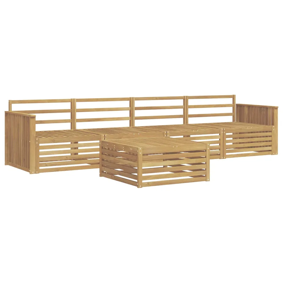 Ensemble de canapés d'extérieur 5 pc Blanc Bois d'Acacia Massif - 2