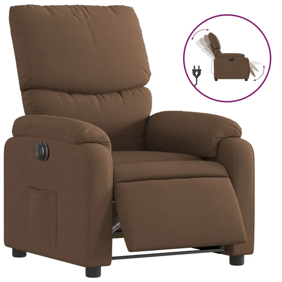 Fauteuil inclinable électrique Marron Tissu - 2
