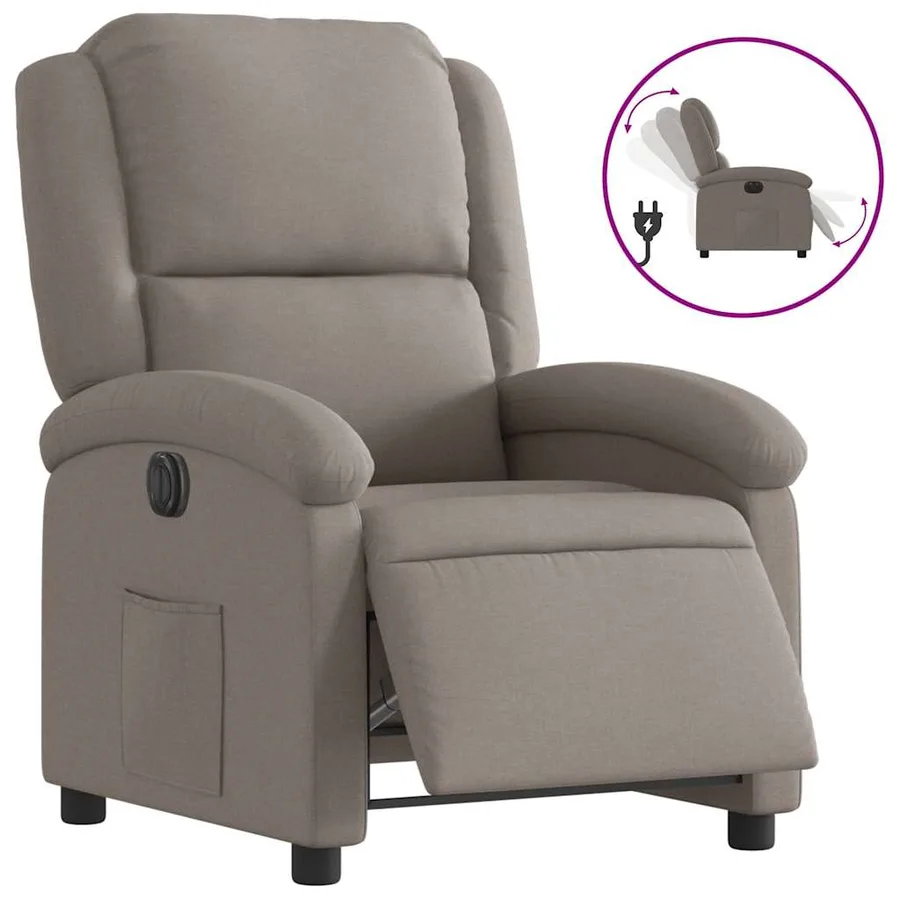 Fauteuil inclinable électrique Taupe Tissu - 2