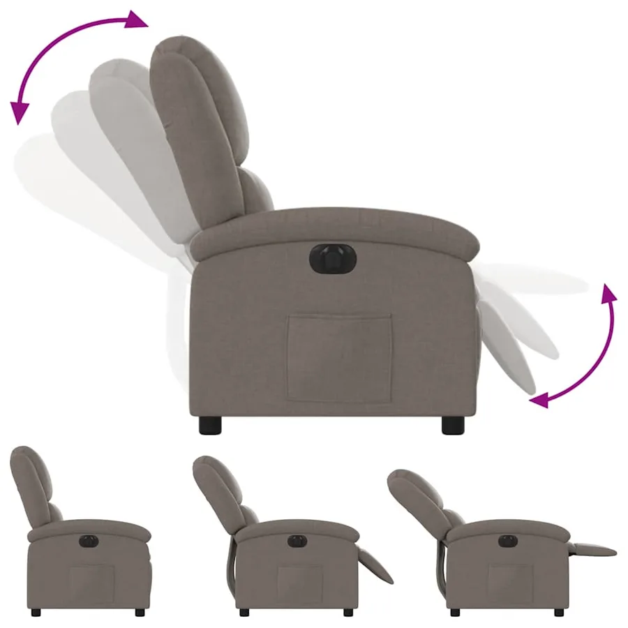 Fauteuil inclinable électrique Taupe Tissu - 7