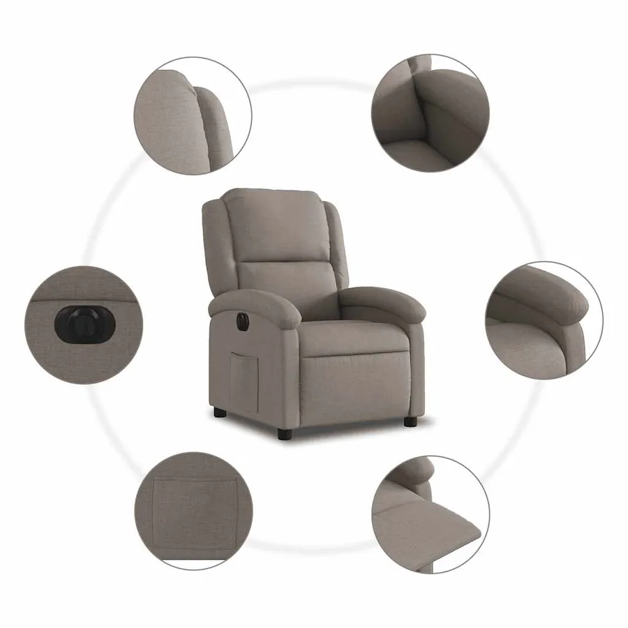 Fauteuil inclinable électrique Taupe Tissu - 8