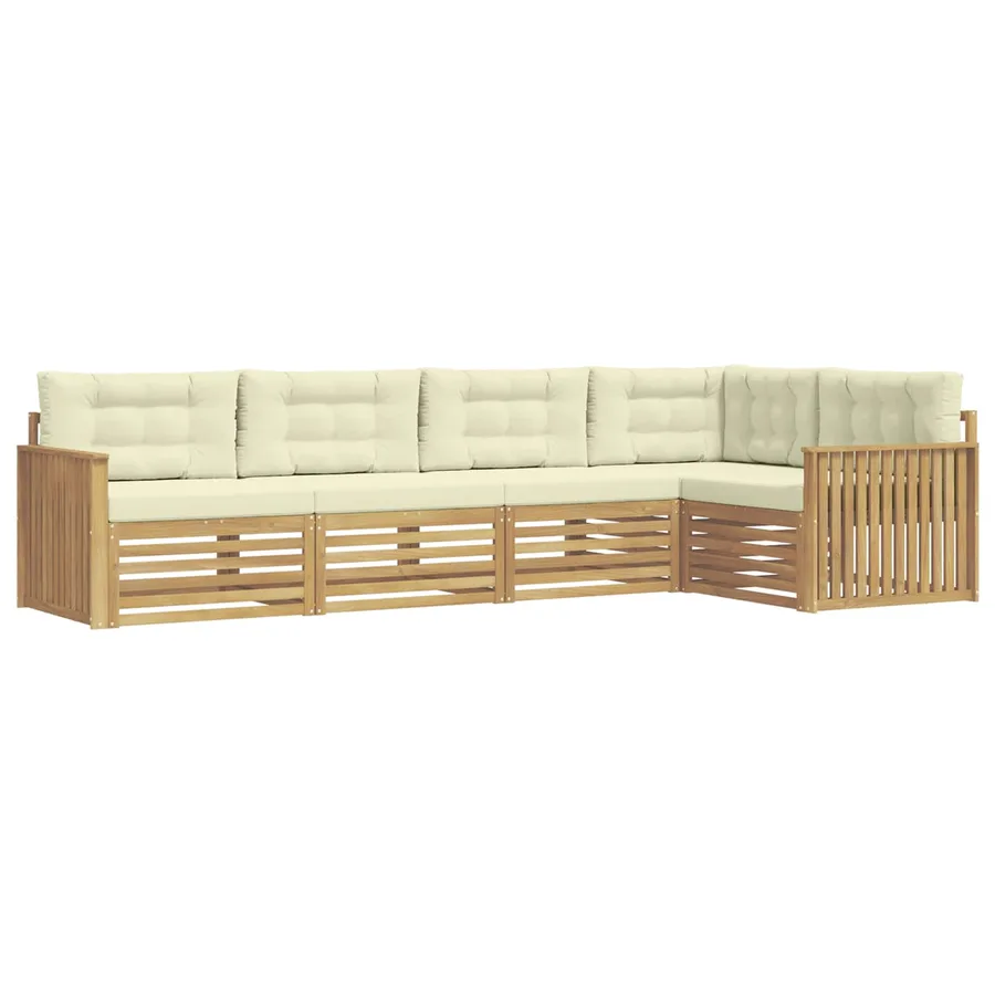 Ensemble de canapés d'extérieur 5 pc Blanc et crème Polyester - 2