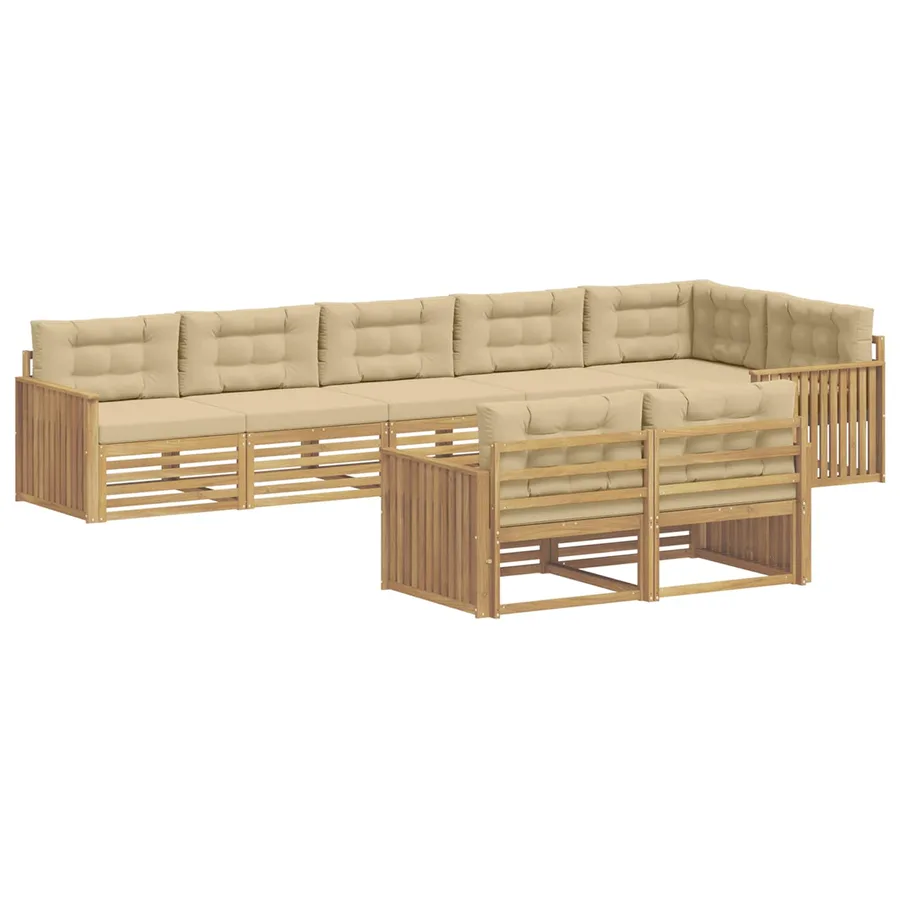 Ensemble de canapés d'extérieur 8 pc Blanc et Beige Polyester - 2